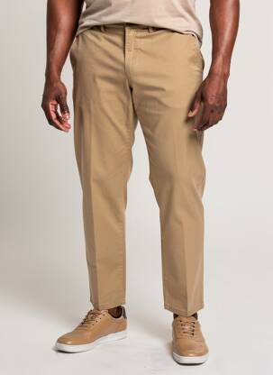 Pantalon chino țesătură poplin mărime normală maro LCDN bărbat