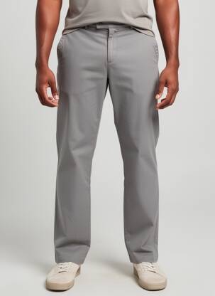 Pantalon chino țesătură poplin mărime normală gri BRUNO SAINT HILAIRE bărbat
