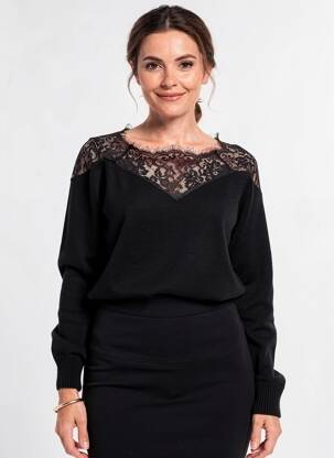 Pulover croială cambrată mâneci lungi negru KOCCA femeie