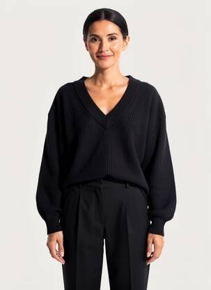 Pulover elasticitate mâneci lungi negru GANT femeie