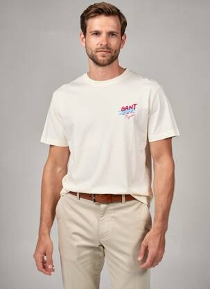 Tricou elasticitate mâneci scurte bej GANT bărbat
