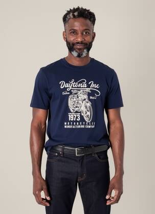 Tricou croială cambrată mâneci scurte albastru DAYTONA bărbat