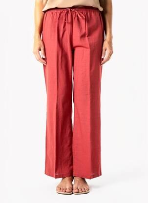 Pantalon drept țesătură poplin mărime normală roșu PRUNELLE femeie