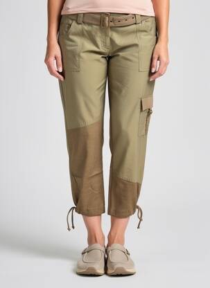 Pantalon trei sferturi țesătură poplin mărime normală verde KATMAI femeie