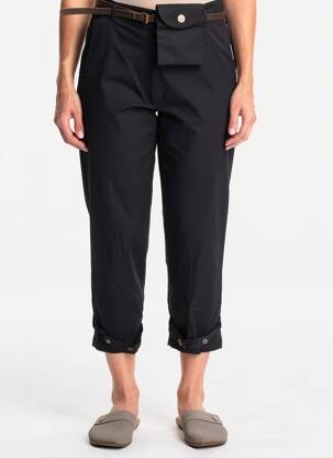 Pantalon trei sferturi țesătură poplin mărime normală negru CARNET DE BORD femeie
