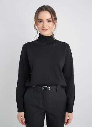 Pulover cu guler înalt croială cambrată mâneci lungi negru MAURICE ABOT femeie
