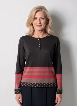 Pulover croială cambrată mâneci lungi negru CLAUDE DE SAIVRE femeie
