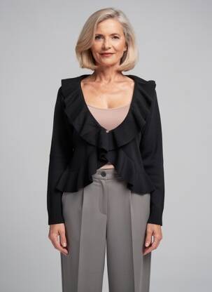 Vestă cu mâneci lungi croială cambrată negru KATMAI femeie