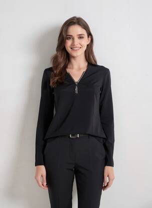 Top elasticitate mâneci lungi negru ENTRACTE femeie