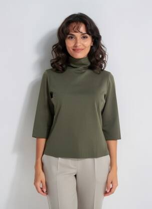 Top elasticitate mâneci 3/4 verde ENTRACTE femeie