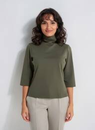 Top elasticitate mâneci 3/4 verde ENTRACTE femme
