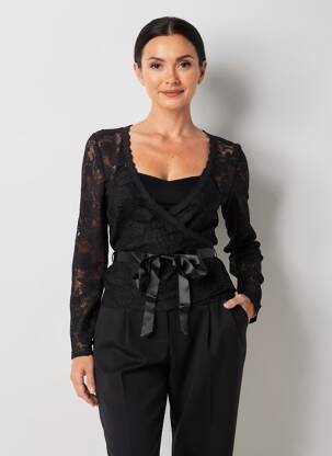 Top croială cambrată mâneci lungi negru ENTRACTE femeie