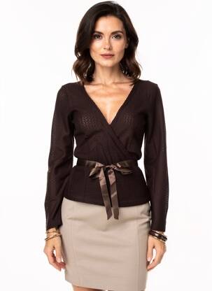 Top mâneci lungi mâneci lungi maro ENTRACTE femeie