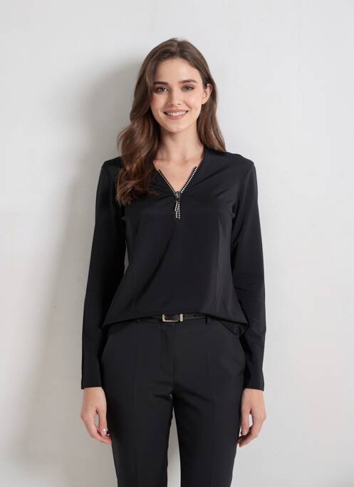 Top elasticitate mâneci lungi negru ENTRACTE femme