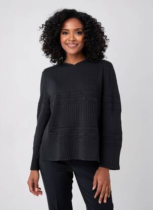 Pulover croială dreaptă mâneci lungi negru JEAN GIRARD femeie