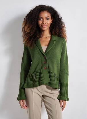 Vestă cu mâneci lungi croială cambrată verde FINETTE femeie