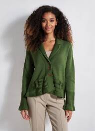 Vestă cu mâneci lungi croială cambrată verde FINETTE femme