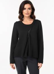 Pulover guler rotund mâneci lungi negru ARMOR LUX femme