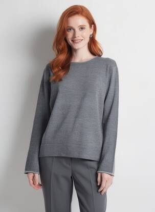 Pulover croială dreaptă mâneci lungi gri ARMOR LUX femeie