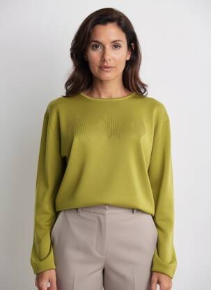 Pulover croială dreaptă mâneci lungi verde FINETTE femeie