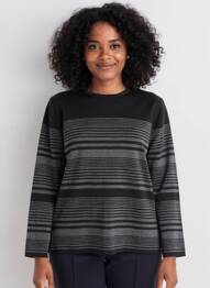 Pulover guler rotund mâneci lungi negru ELEANE femme
