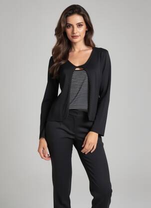 Pulover croială cambrată mâneci lungi negru FINETTE femeie