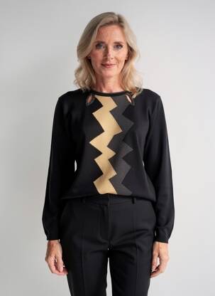 Pulover croială cambrată mâneci lungi negru FINETTE femeie