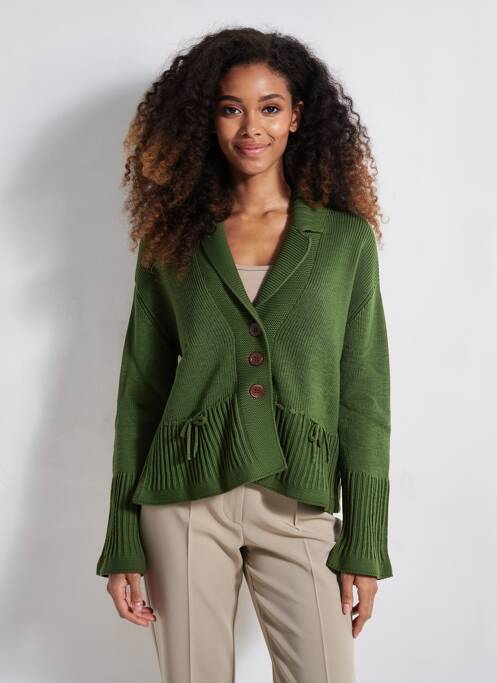 Vestă cu mâneci lungi croială cambrată verde FINETTE femme
