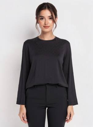 Top elasticitate mâneci lungi negru PIER BÉ femeie