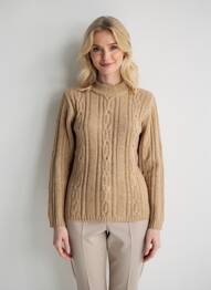 Pulover croială cambrată mâneci lungi bej PRUNELLE femme