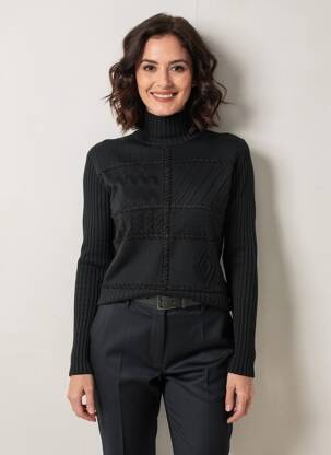 Pulover croială cambrată mâneci lungi negru PAUL BRIAL femeie