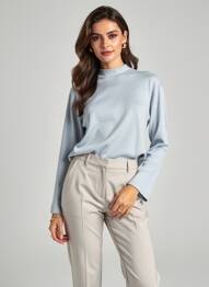 Top elasticitate mâneci lungi albastru CLAUDE DE SAIVRE femme