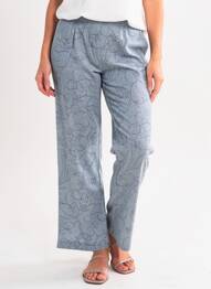 Pantalon drept talie elastică mărime normală albastru PIER BÉ femeie