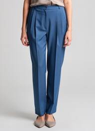 Pantalon drept țesătură crep mărime normală albastru PIER BÉ femme