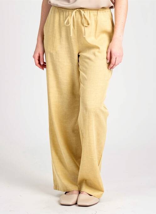 Pantalon drept talie elastică mărime normală galben PRUNELLE femme