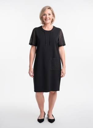 Rochie scurtă mâneci scurte mâneci scurte negru BARBARA LEBEK femeie