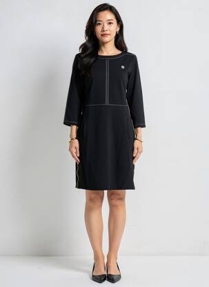 Rochie scurtă mâneci 3/4 mâneci 3/4 negru CHRISTINE LAURE femeie