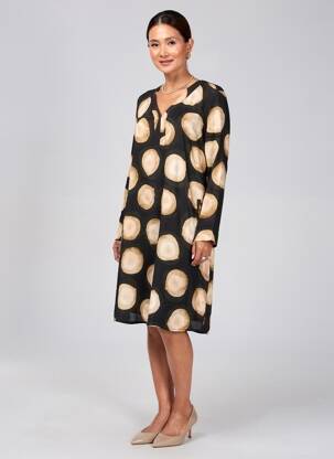 Rochie scurtă croială fluidă mâneci lungi negru SIGNE NATURE femeie