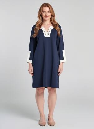 Rochie scurtă mâneci lungi mâneci lungi albastru MALOKA femeie
