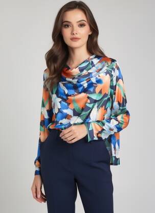 Top imprimeu fantezie mâneci lungi albastru HIPPOCAMPE femme