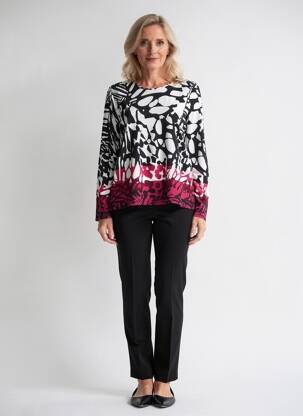 Top elasticitate mâneci lungi negru BARBARA LEBEK femeie