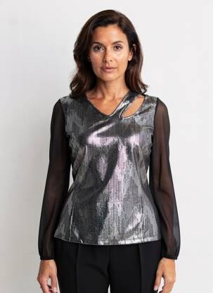 Top elasticitate mâneci lungi argintiu GREGORY PAT femme