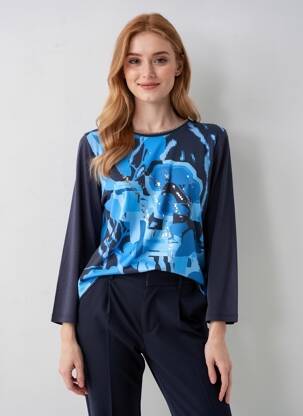 Top imprimeu fantezie mâneci lungi albastru BARBARA LEBEK femme