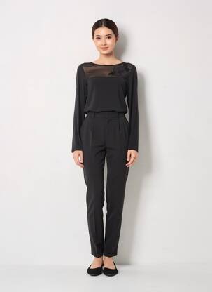 Top elasticitate mâneci lungi negru JANIRA femeie