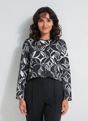 Top elasticitate mâneci lungi negru BARBARA LEBEK femeie