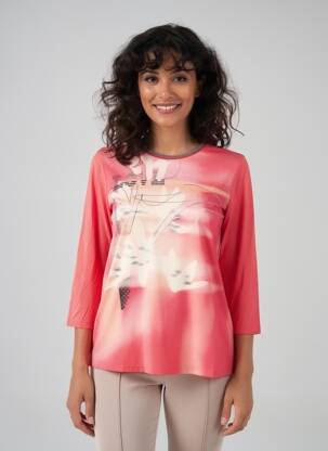 Top țesătură jersey mâneci lungi roz BARBARA LEBEK femeie