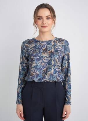 Top elasticitate mâneci lungi albastru GRIFFON femme