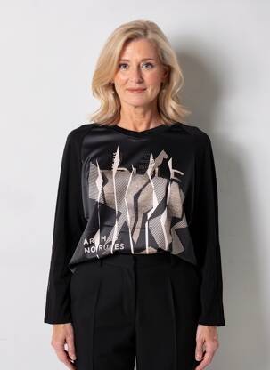 Tricou mâneci 3/4 mâneci 3/4 negru BARBARA LEBEK femeie