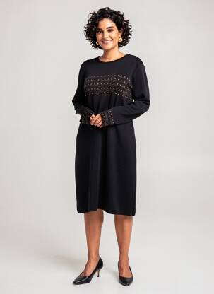 Rochie midi mâneci lungi mâneci lungi negru TELMAIL femeie