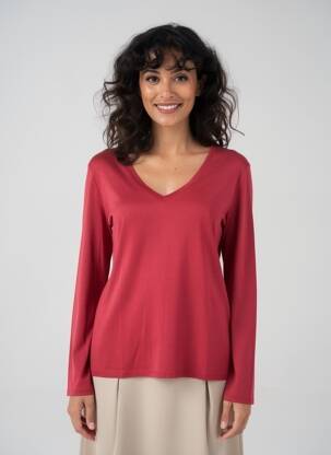 Tricou mâneci lungi mâneci lungi roșu MAJESTIC FILATURES femeie